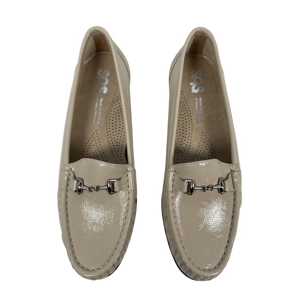 SAS Metro Loafer‎ Moccasin Womens 8.5 Bone Patent Leather Slip On Tripad Comfort